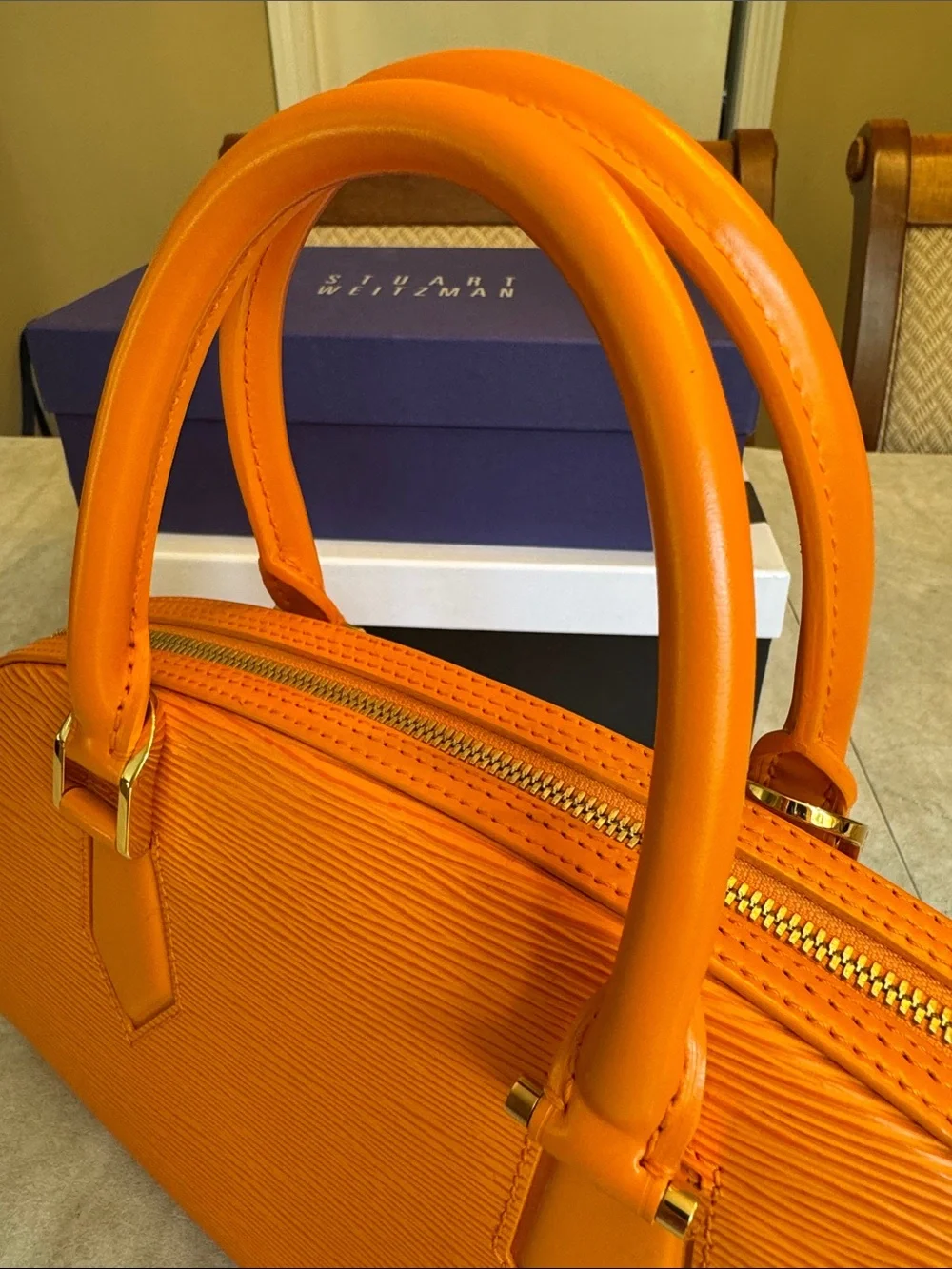 Louis Vuitton Orange Leather Satchel
